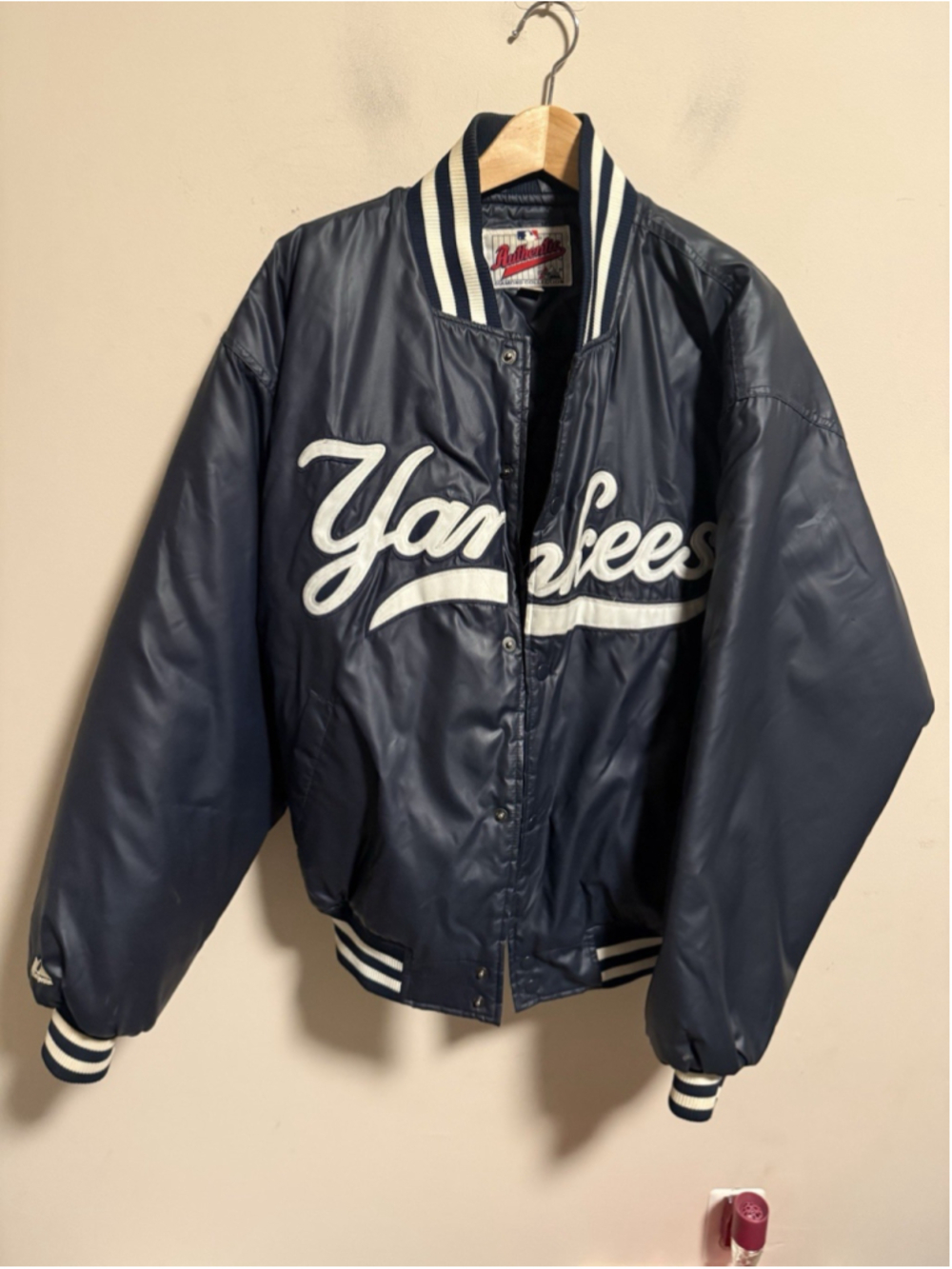 Vtg 90s MLB New York YANKEES Starter Diamond Collection Satin Jacket- Size Large